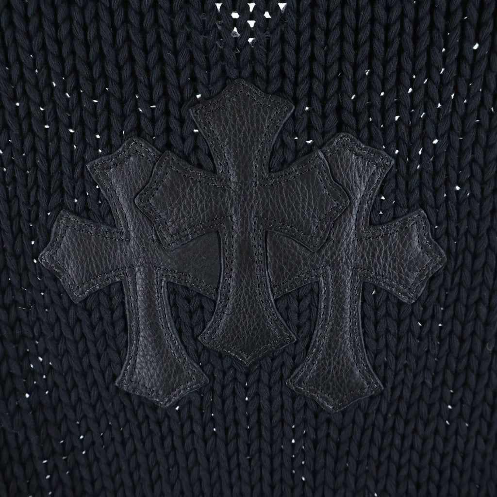 CHROME HEARTS(クロムハーツ) Cemetery Cross Patch Cashmere Knit Sweater セメタリークロスパッチ クロスボールボタンカシミアニットセーター ブラック