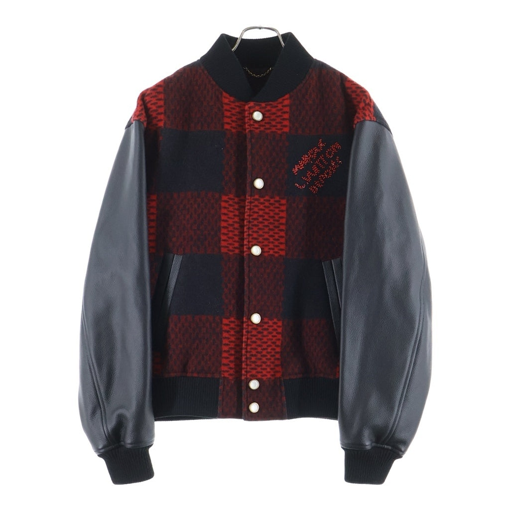 LOUIS VUITTON(ルイヴィトン) 24AW Damier Varsity Blouson ダミエ バーシティ ブルゾン スタジャン ブラック/レッド RM242M BQV HRL83E