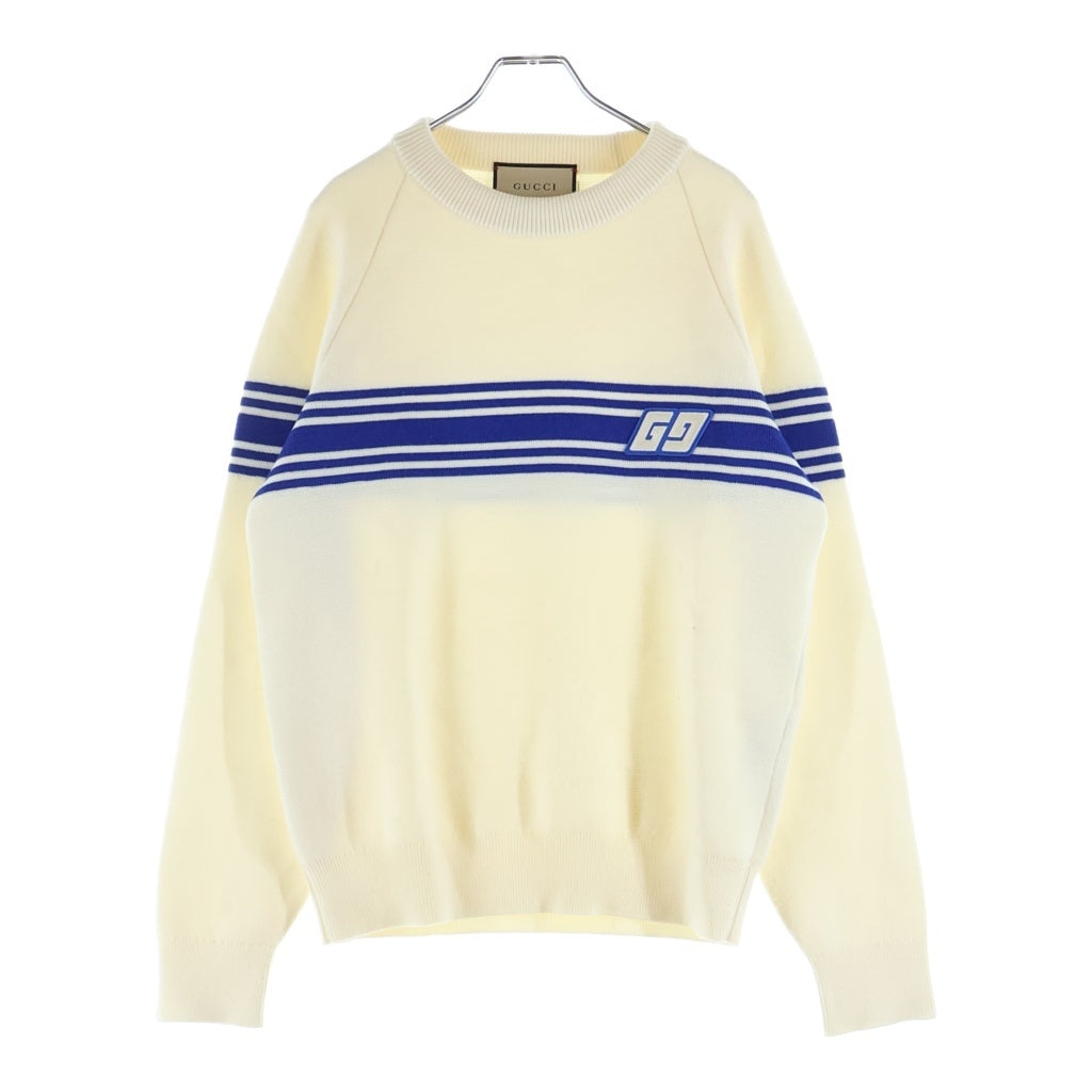 GUCCI(グッチ) GG Crewneck Sweater クルーネック ストライプ セーター ホワイト/ブルー 763398 XKD01