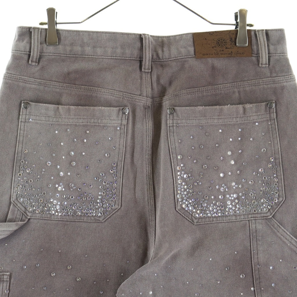 BIRTH OF ROYAL CHILD(バースオブロイヤルチャイルド) Redial 20K Diamond Jorts ラインストーン ダブルニー ショーツ ショートパンツ ブラウン
