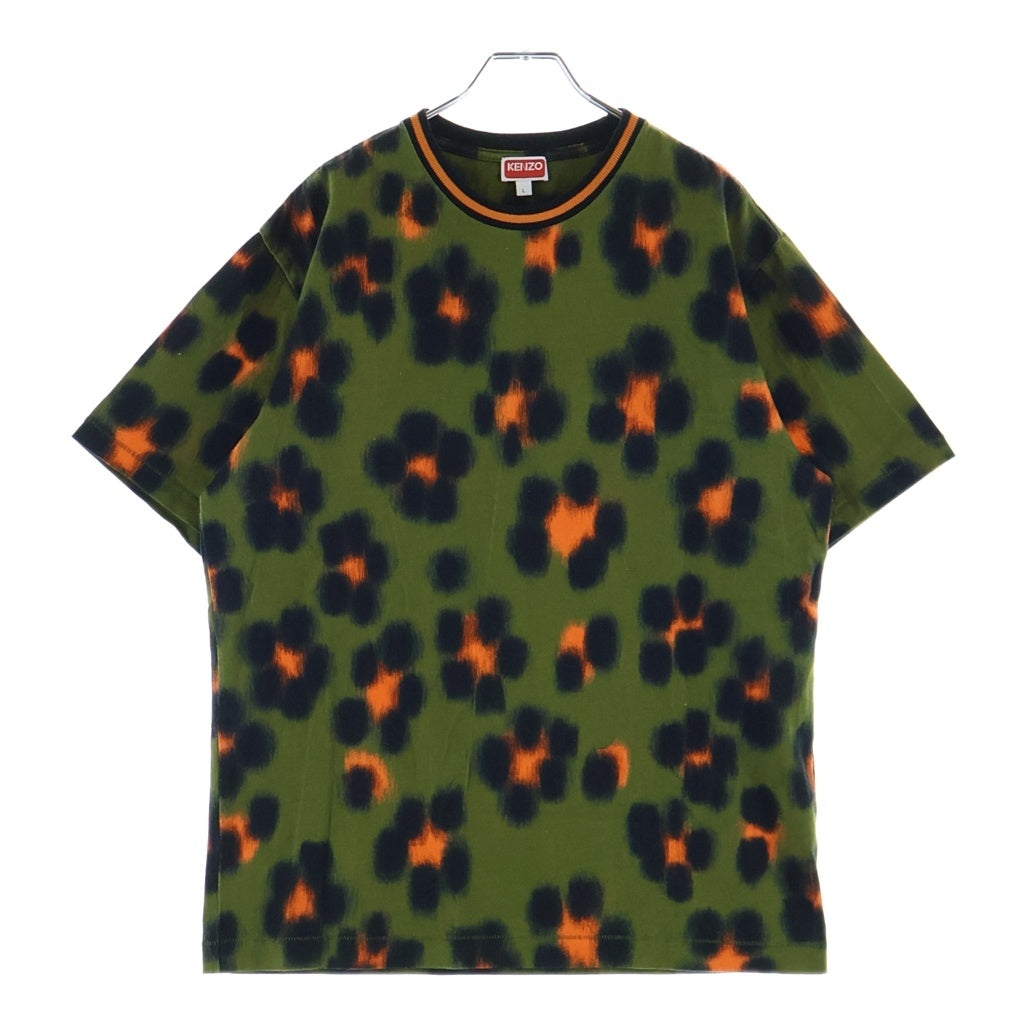 KENZO(ケンゾー) HANA LEOPARD CLASSIC T-SHIRT 総柄 半袖クルーネック半袖Tシャツ グリーン FD55TS4424SI