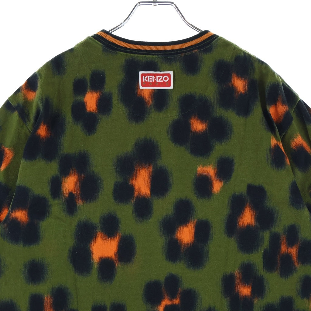 KENZO(ケンゾー) HANA LEOPARD CLASSIC T-SHIRT 総柄 半袖クルーネック半袖Tシャツ グリーン FD55TS4424SI