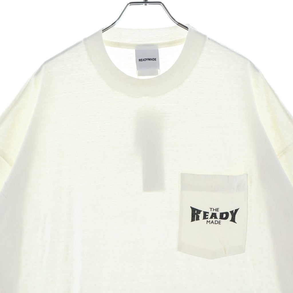 READY MADE(レディメイド) 24SS S/S POCKET T-SHIRT フロントロゴ クルーネック半袖Tシャツ ホワイト RE-CO-WH-00-00-277