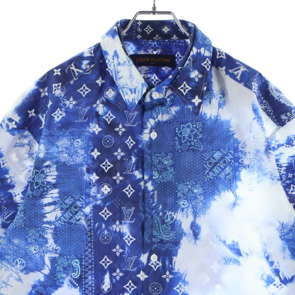 LOUIS VUITTON(ルイヴィトン) 22AW NW0 モノグラムバンダナフックディティール半袖シャツ ブルー HNS07W