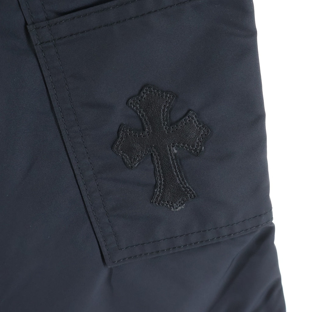 CHROME HEARTS(クロムハーツ) Carpenter Double Knee Leather Cross Patch Nylon Shorts カーペンター ダブルニー レザークロスパッチナイロンショーツ ハーフパンツ ブラック