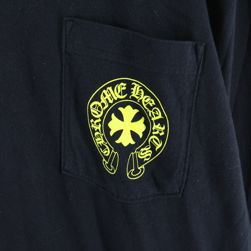 CHROME HEARTS(クロムハーツ) DBL FLRL L/S TEE ダブルフローラル バックヴァーティカルロゴプリント長袖Tシャツ ブラック/イエロー