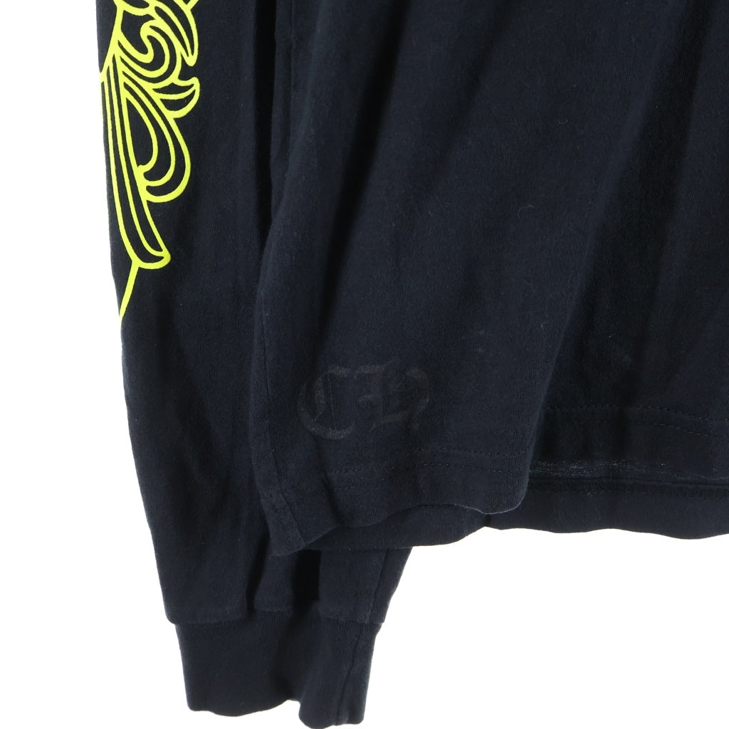 CHROME HEARTS(クロムハーツ) DBL FLRL L/S TEE ダブルフローラル バックヴァーティカルロゴプリント長袖Tシャツ ブラック/イエロー