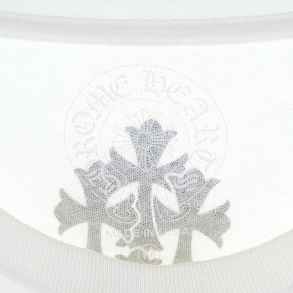 CHROME HEARTS(クロムハーツ) Cemetery Cross Tire Track L/S Tee バックセメタリークロス タイヤトラックプリント長袖Tシャツ ホワイト