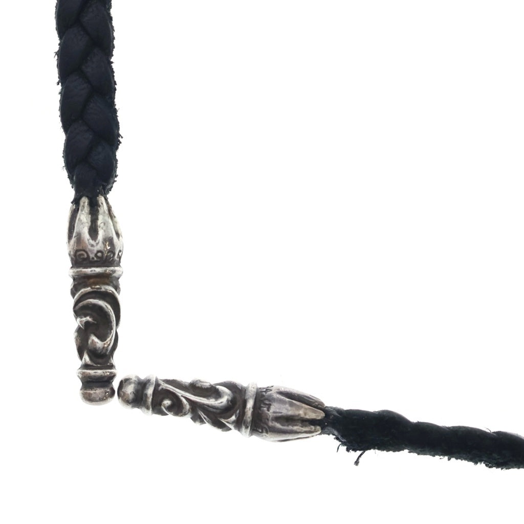 CHROME HEARTS(クロムハーツ) LEATHER BRAID SCROLL ネックレス レザーブレイドネックレス ブラック/シルバー BCA377