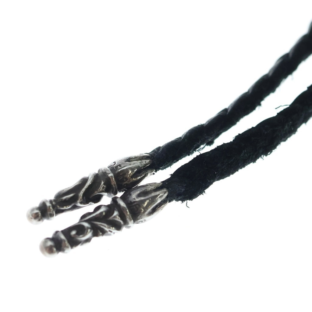 CHROME HEARTS(クロムハーツ) LEATHER BRAID SCROLL ネックレス レザーブレイドネックレス ブラック/シルバー BCA377
