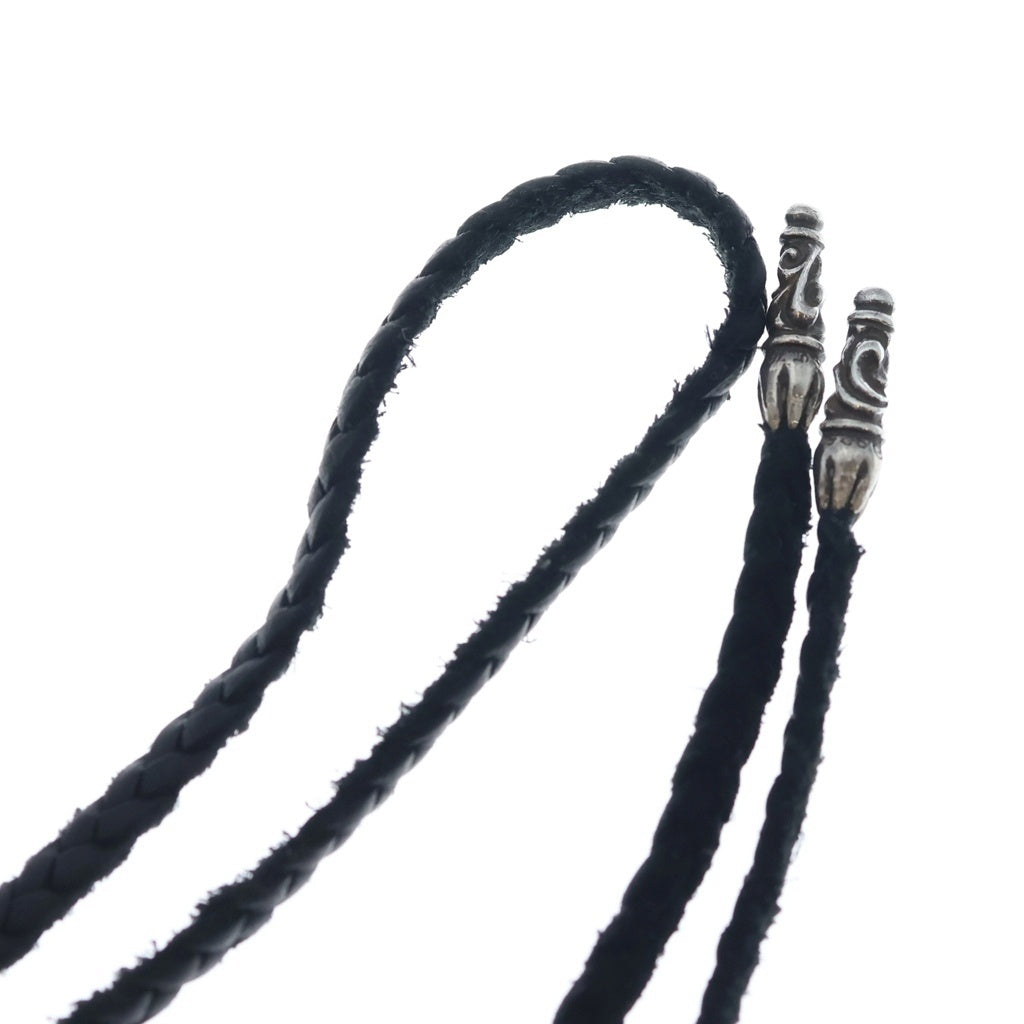 CHROME HEARTS(クロムハーツ) LEATHER BRAID SCROLL ネックレス レザーブレイドネックレス ブラック/シルバー BCA377