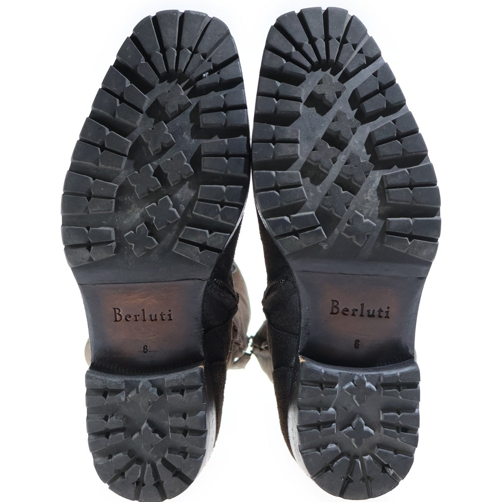 Berluti(ベルルッティ) パティーヌスウェード シアリングムートンレザーロングブーツ ブラウン