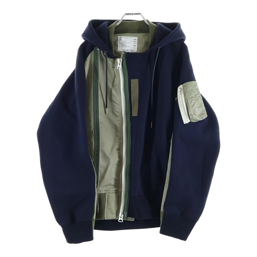 Sacai(サカイ) Sponge Sweat Hoodie スポンジ スウェット ジャケット カーキ 23-03173M