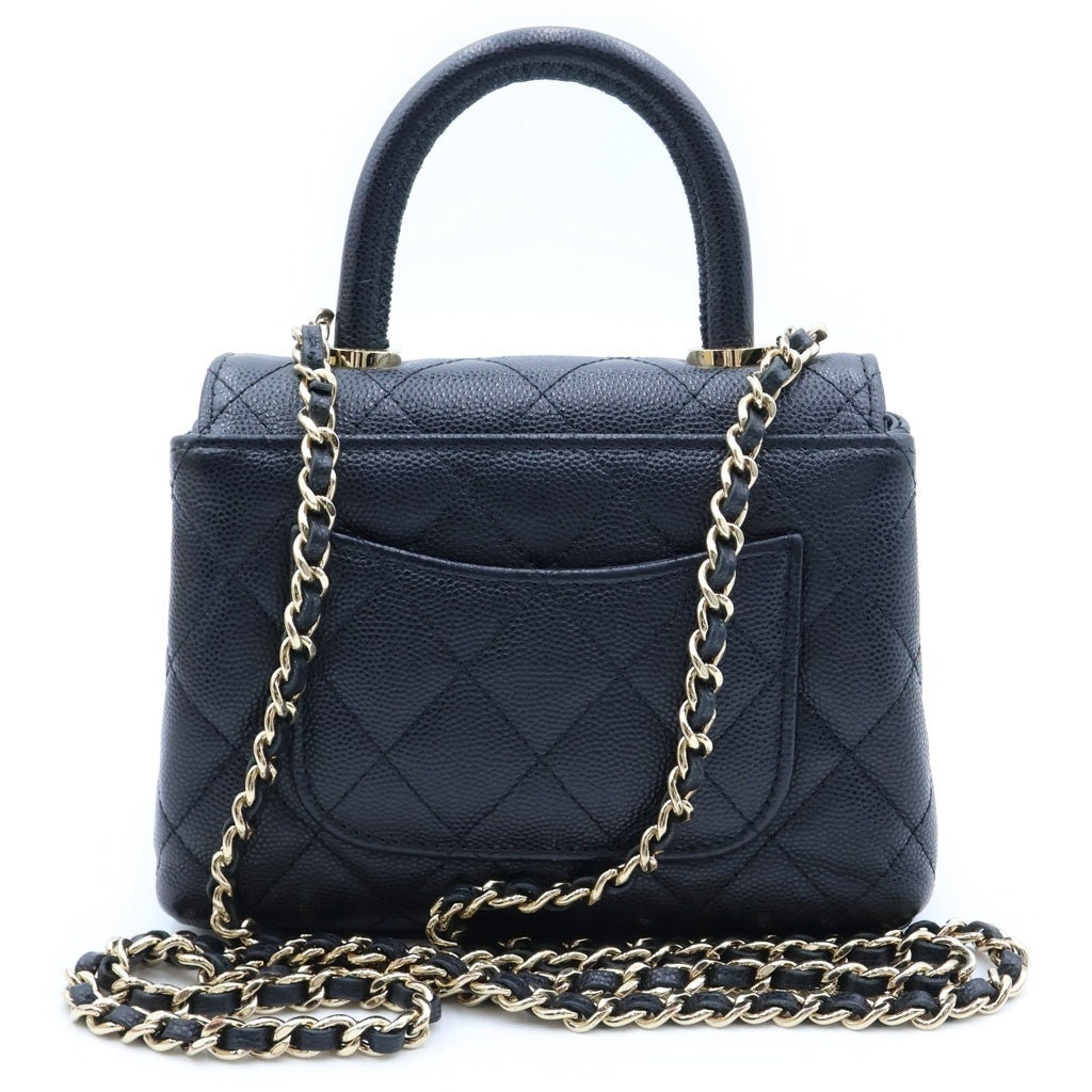 CHANEL(シャネル) マトラッセ ココハンドル ミニ キャビアスキン ゴールド金具 チェーン2WAYショルダーバッグ ブラック/ゴールド AP4244 レディース