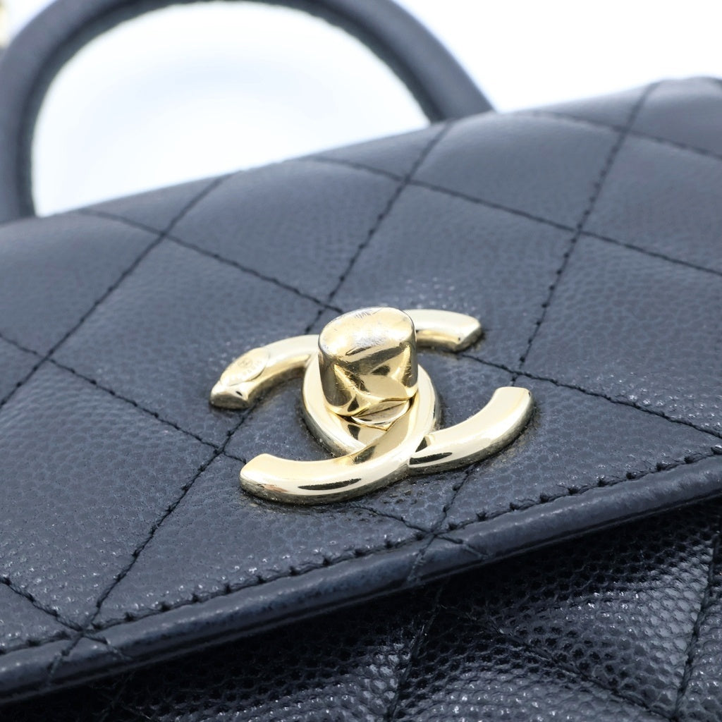 CHANEL(シャネル) マトラッセ ココハンドル ミニ キャビアスキン ゴールド金具 チェーン2WAYショルダーバッグ ブラック/ゴールド AP4244 レディース