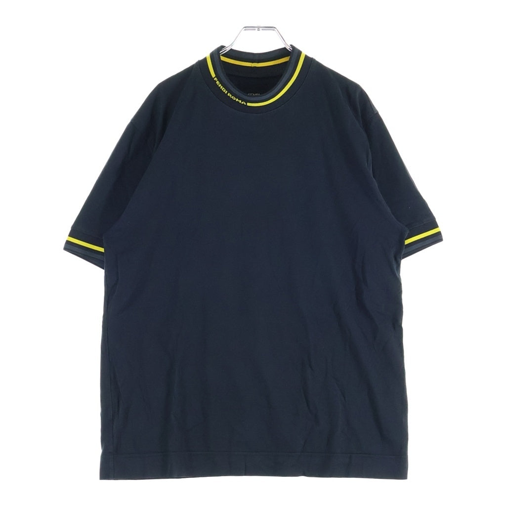FENDI(フェンディ) 21SS ネックロゴ クルーネック半袖Tシャツ ブラック FY1040 AHC0