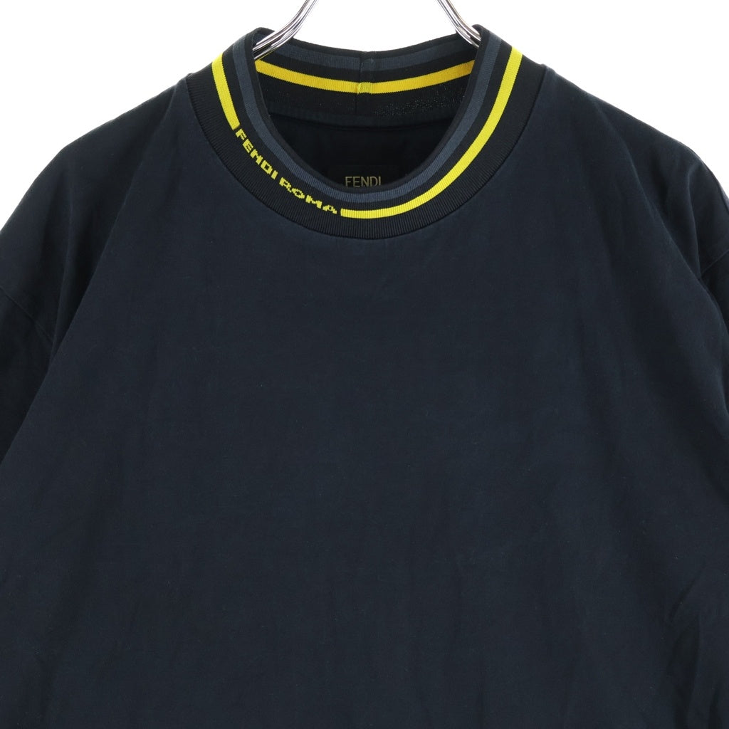 FENDI(フェンディ) 21SS ネックロゴ クルーネック半袖Tシャツ ブラック FY1040 AHC0
