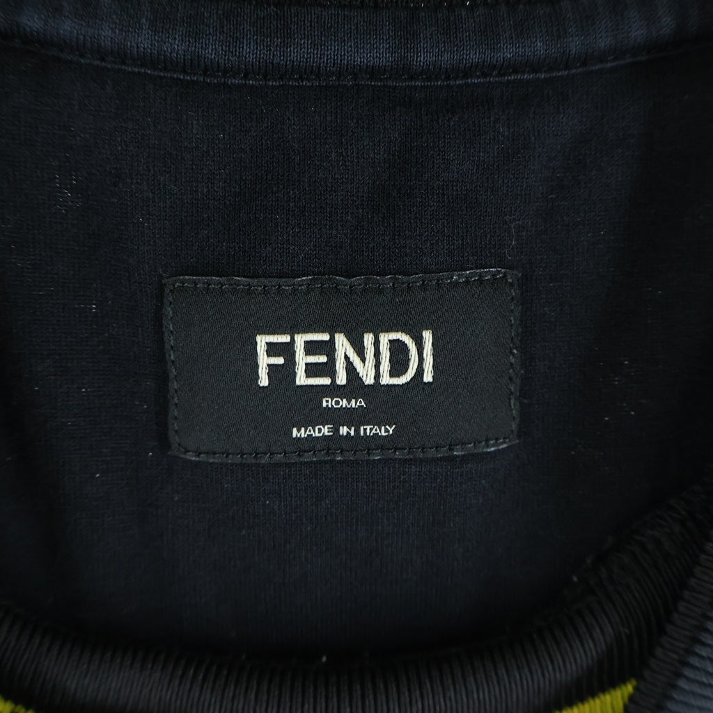 FENDI(フェンディ) 21SS ネックロゴ クルーネック半袖Tシャツ ブラック FY1040 AHC0