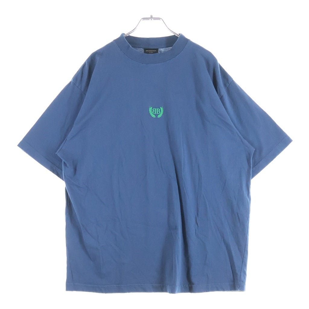 BALENCIAGA(バレンシアガ) BB Logo Tee ロゴ刺繍 クルーネック半袖Tシャツ ネイビー764235 764235 TSVC9