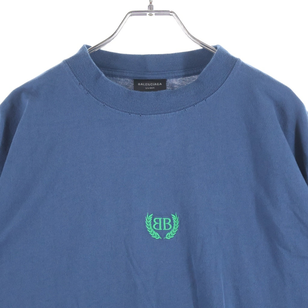 BALENCIAGA(バレンシアガ) BB Logo Tee ロゴ刺繍 クルーネック半袖Tシャツ ネイビー764235 764235 TSVC9