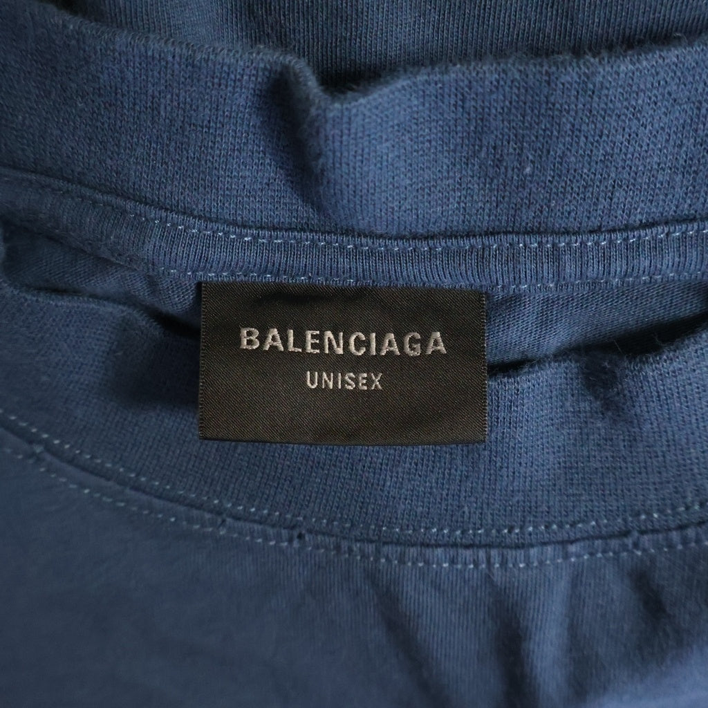 BALENCIAGA(バレンシアガ) BB Logo Tee ロゴ刺繍 クルーネック半袖Tシャツ ネイビー764235 764235 TSVC9