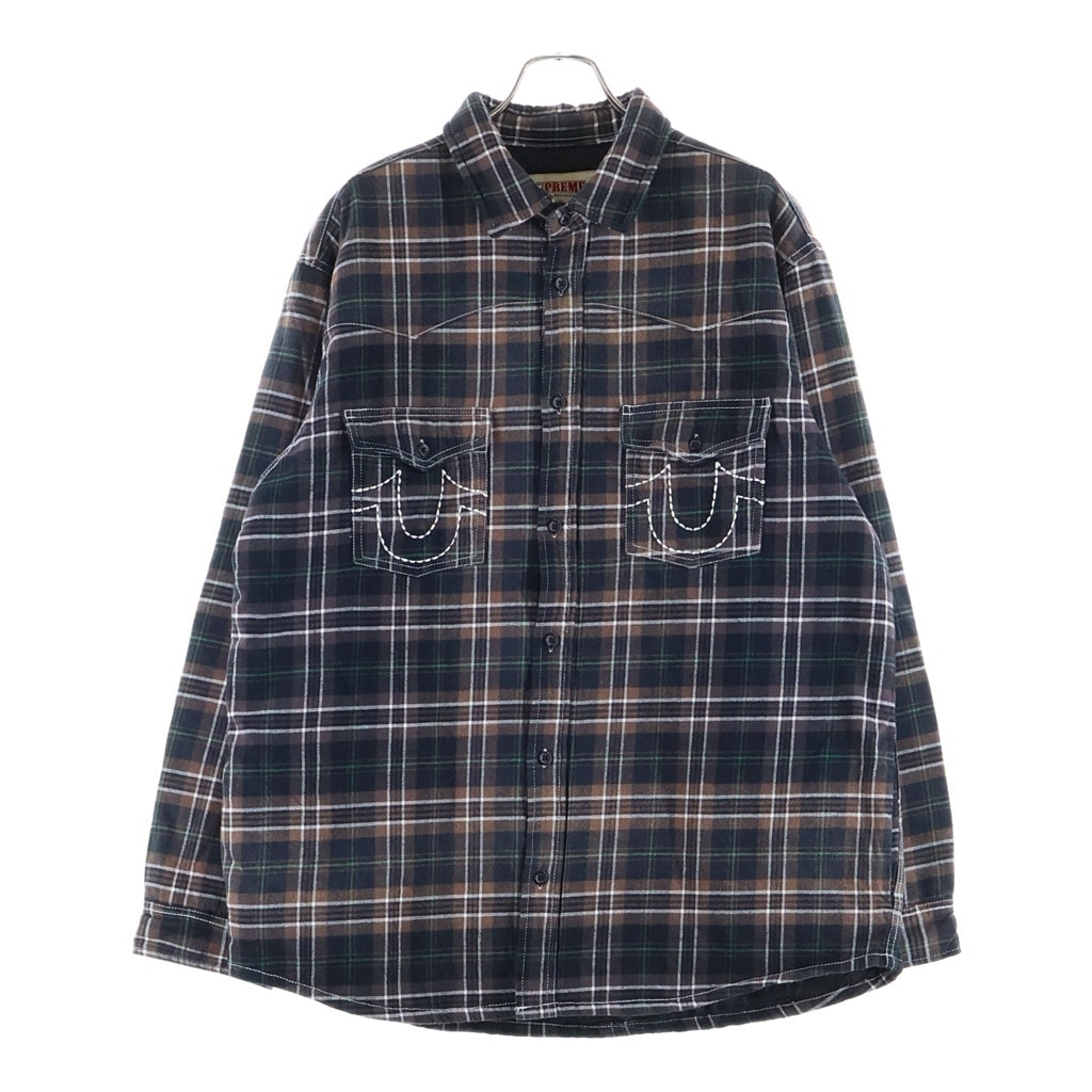 SUPREME(シュプリーム) 25AW ×True Religion Quilted Lined Plaid Flannel Shirt トゥルーレリジョン キルテッド ラインド プレイド フランネルシャツ チェック長袖シャツ ブラウン