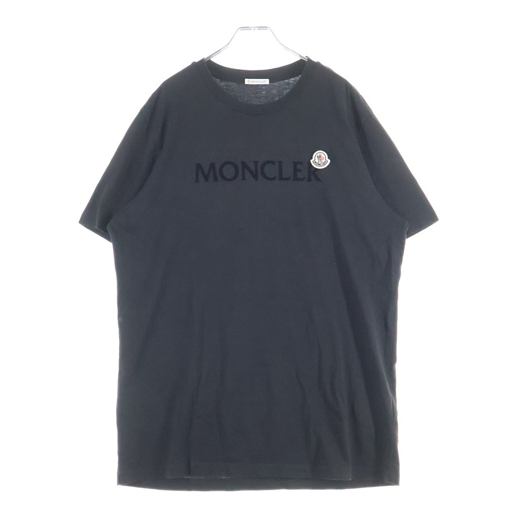 MONCLER(モンクレール) フロッキーロゴ フロントワッペン 半袖Tシャツカットソー ブラック H20918C00025