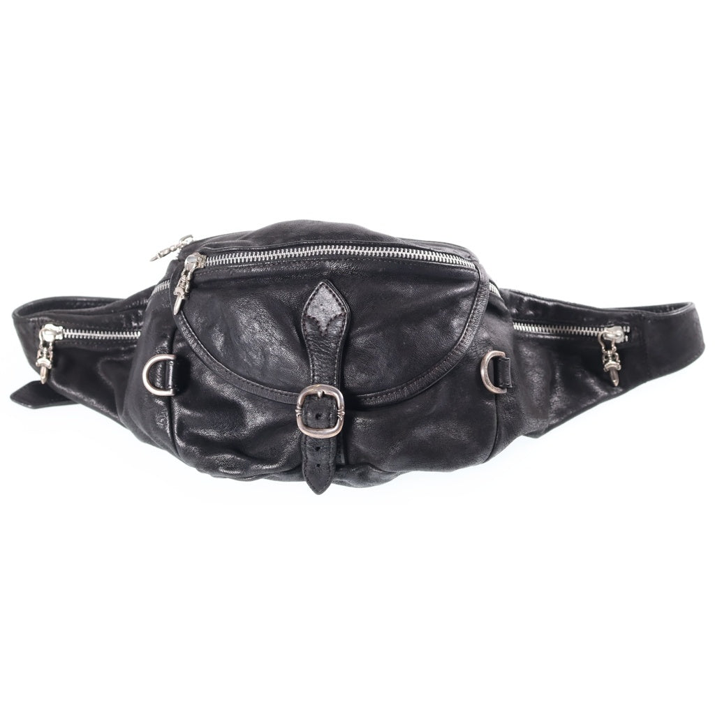 CHROME HEARTS(クロムハーツ) #1 SNAT PACK スナットパック ラージ デストロイレザー ダガージップ ガンスリンガーベルト レザーウエストバッグ ブラック