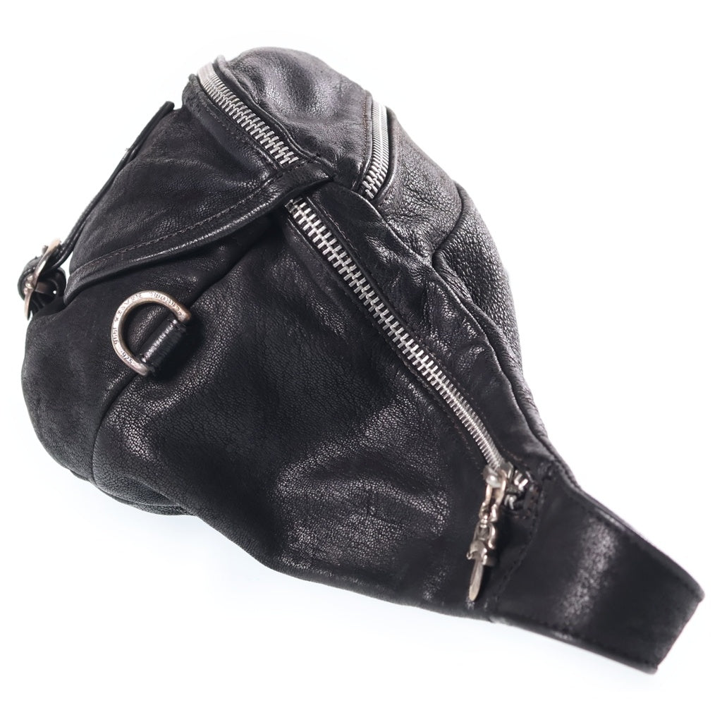 CHROME HEARTS(クロムハーツ) #1 SNAT PACK スナットパック ラージ デストロイレザー ダガージップ ガンスリンガーベルト レザーウエストバッグ ブラック