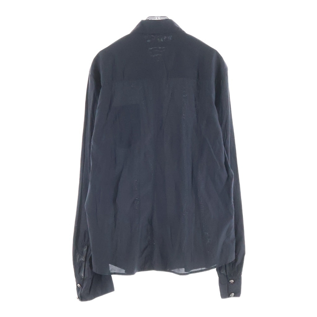 CHROME HEARTS(クロムハーツ) LOOSEENDS ルーズエンド BSフレアボタン クロスパッチ付きシルク長袖シャツ ブラック
