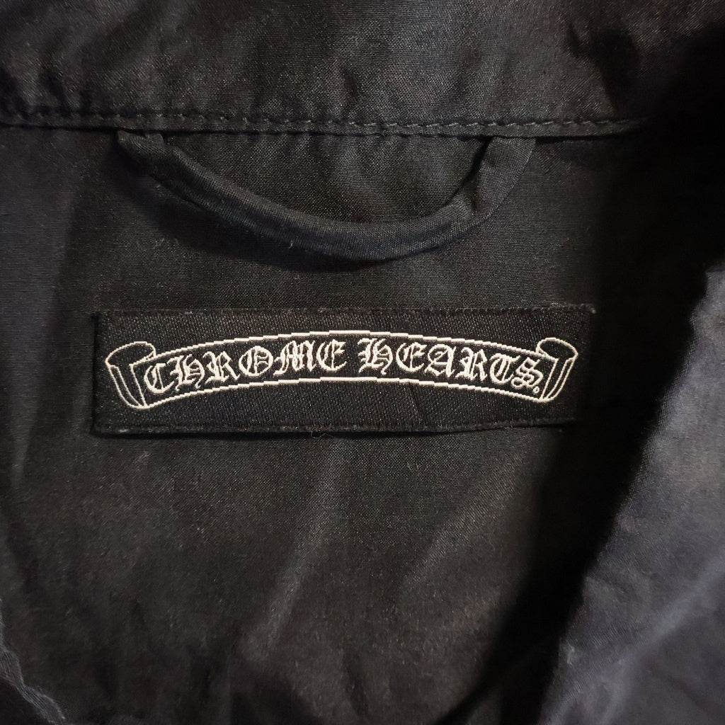 CHROME HEARTS(クロムハーツ) LOOSEENDS ルーズエンド BSフレアボタン クロスパッチ付きシルク長袖シャツ ブラック