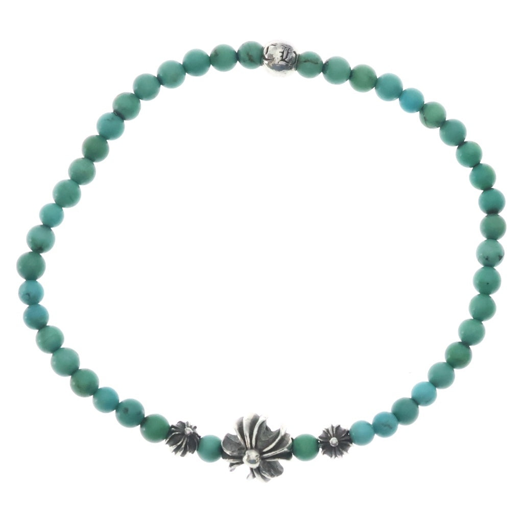 CHROME HEARTS(クロムハーツ) BEAD 4mm ビーズ ターコイズビーズブレスレット ブルー/シルバー