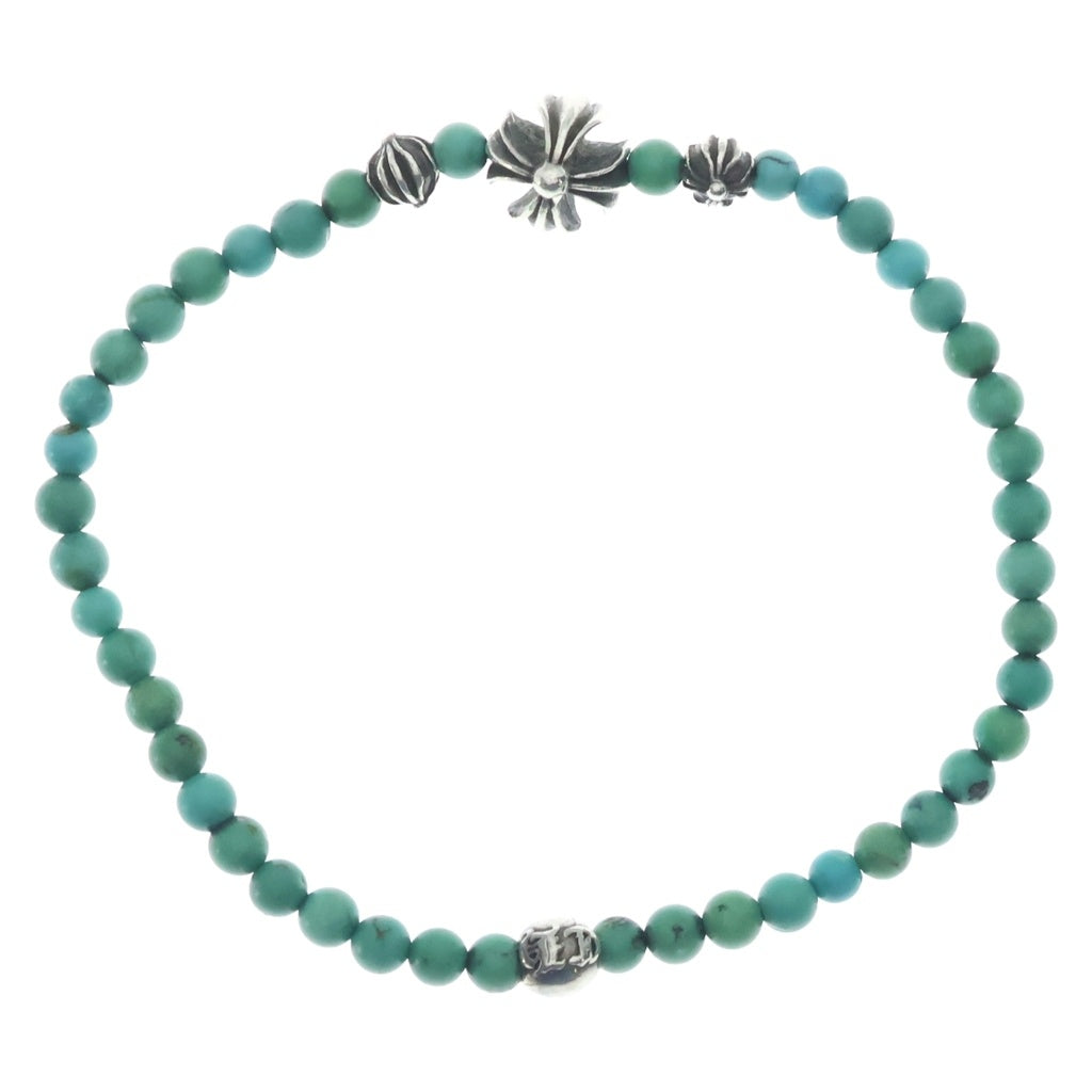 CHROME HEARTS(クロムハーツ) BEAD 4mm ビーズ ターコイズビーズブレスレット ブルー/シルバー