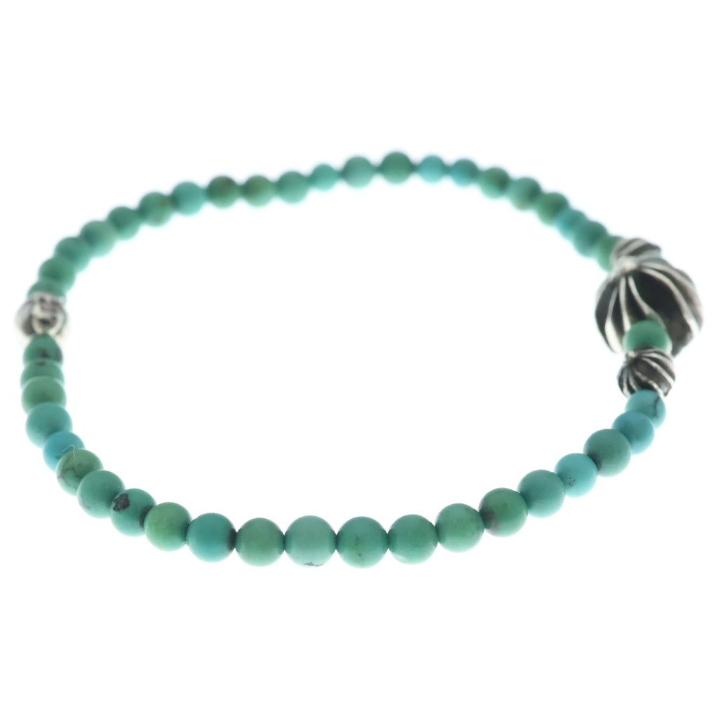 CHROME HEARTS(クロムハーツ) BEAD 4mm ビーズ ターコイズビーズブレスレット ブルー/シルバー