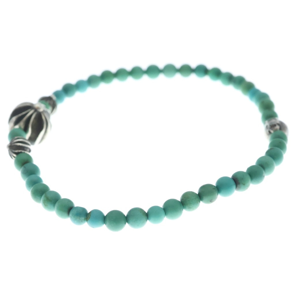 CHROME HEARTS(クロムハーツ) BEAD 4mm ビーズ ターコイズビーズブレスレット ブルー/シルバー