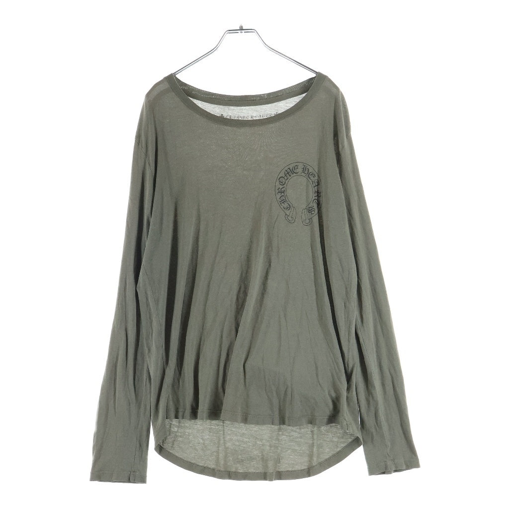 CHROME HEARTS(クロムハーツ) Cemetery Cross L/S Tee バックセメタリークロスプリント 長袖Tシャツカットソー カーキ