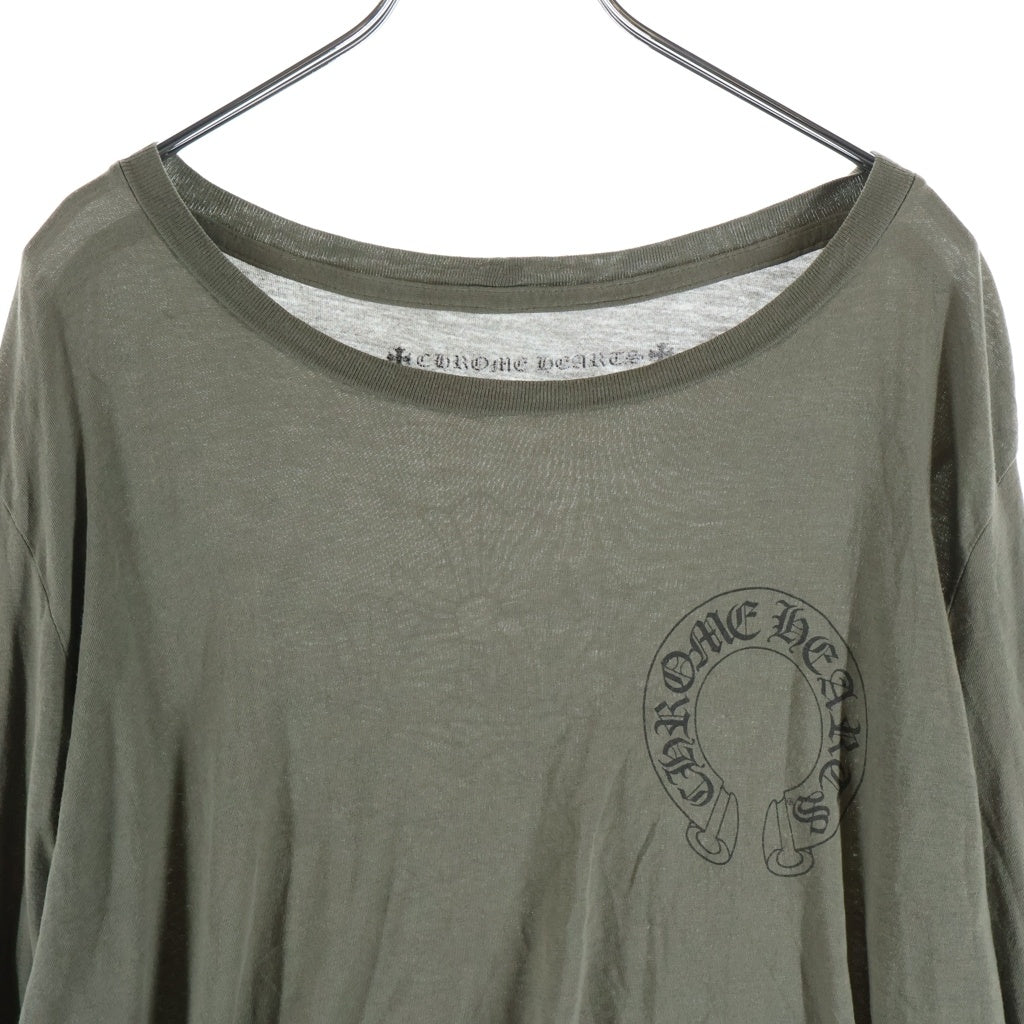 CHROME HEARTS(クロムハーツ) Cemetery Cross L/S Tee バックセメタリークロスプリント 長袖Tシャツカットソー カーキ