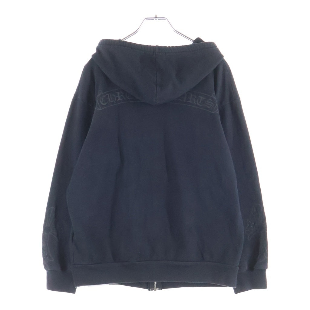 CHROME HEARTS(クロムハーツ) SCROLL LABEL SWTSHRT HD ZIP バックスクロールラベルプリント ジップアップパーカー ブラック
