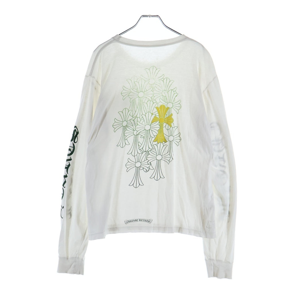 CHROME HEARTS(クロムハーツ) Cemetery Cross L/S Tee バックセメタリークロスプリント 長袖Tシャツカットソー ホワイト/グリーン
