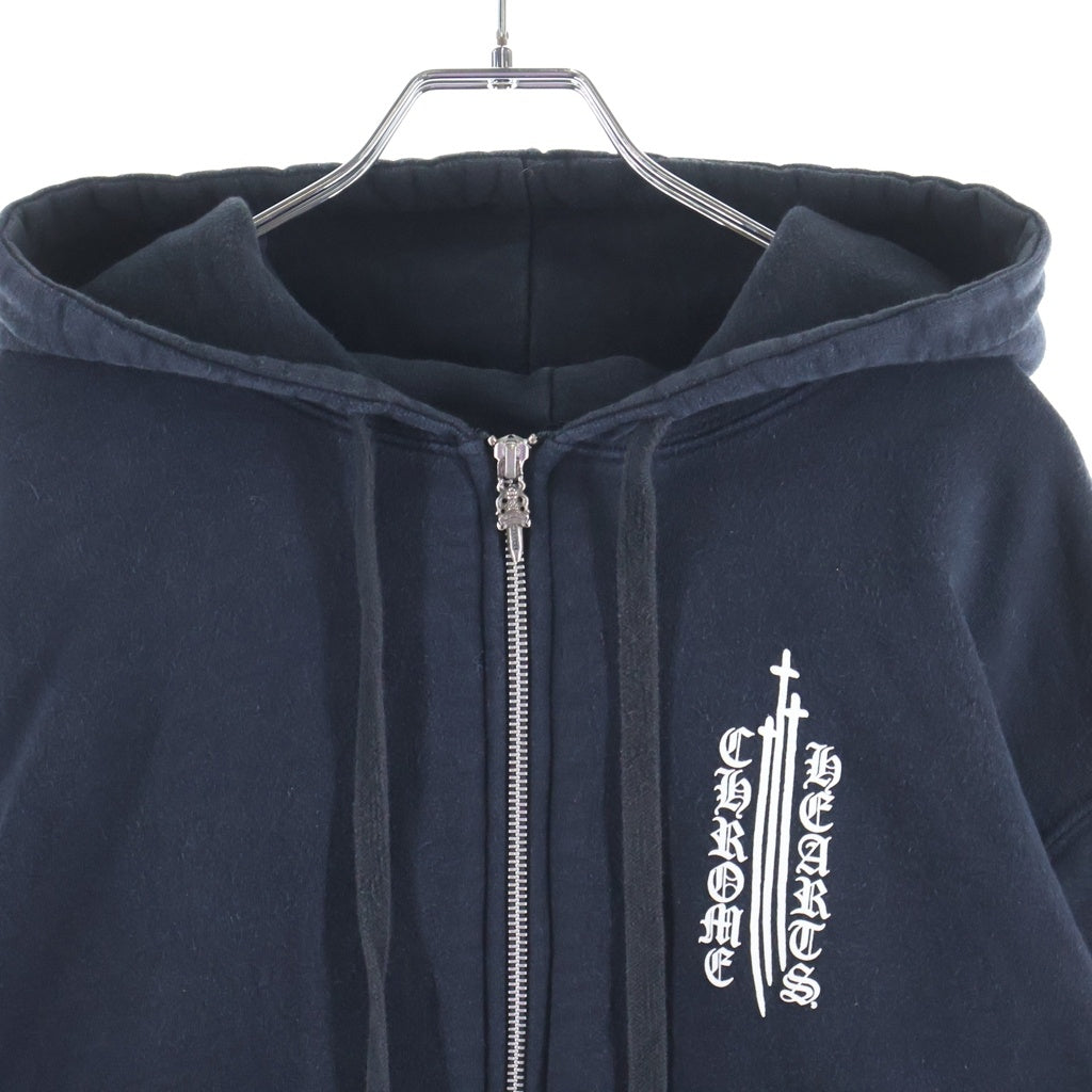 CHROME HEARTS(クロムハーツ) RS3 SWTSHRT HD ZIP バックRS3クロスプリント 裏地サーマル ジップアップパーカー ブラック