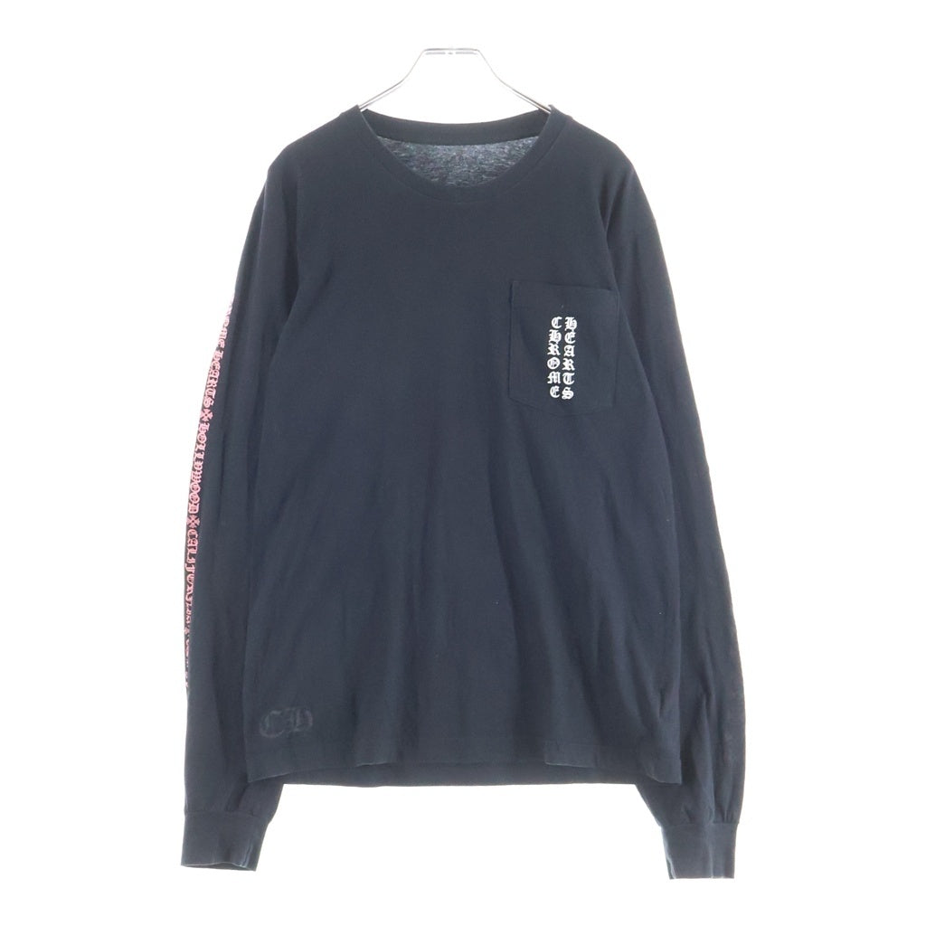 CHROME HEARTS(クロムハーツ) Vertical Logo L/S バーティカルロゴプリント 長袖Tシャツカットソー ブラック/ピンク