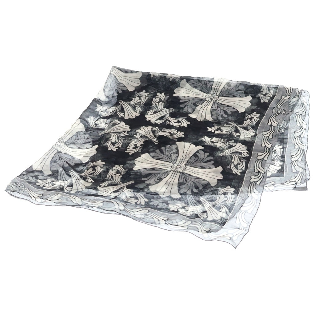 CHROME HEARTS(クロムハーツ) オールド CHプラス 総柄 シルクスカーフ ブラック/グレー レディース