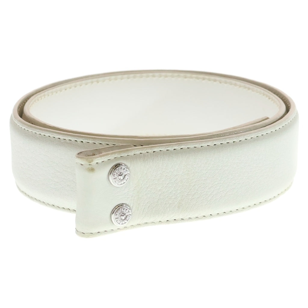 CHROME HEARTS(クロムハーツ) 1.5 STRAP 1.5inchスクロールレーベルリベッツ レザーベルト ホワイト