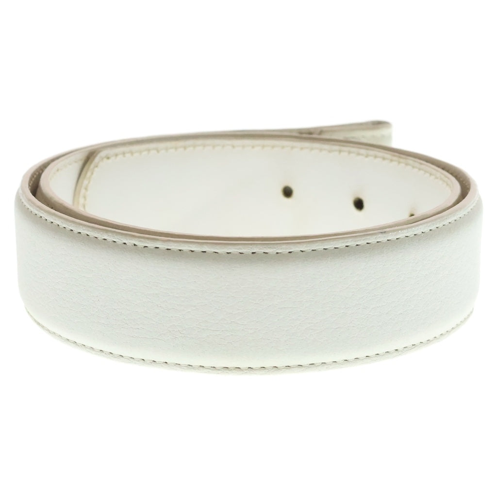 CHROME HEARTS(クロムハーツ) 1.5 STRAP 1.5inchスクロールレーベルリベッツ レザーベルト ホワイト