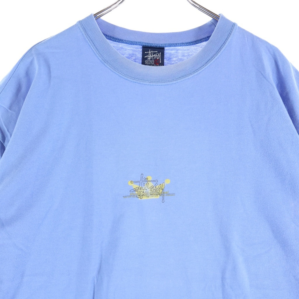 STUSSY(ステューシー) 90S OLD VINTAGE クラウン ロゴ 半袖Tシャツ 紺タグ ブルー