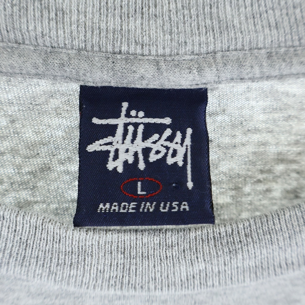 STUSSY(ステューシー) 90S OLD VINTAGE ドラゴンプリント 長袖Tシャツ 紺タグ グレー