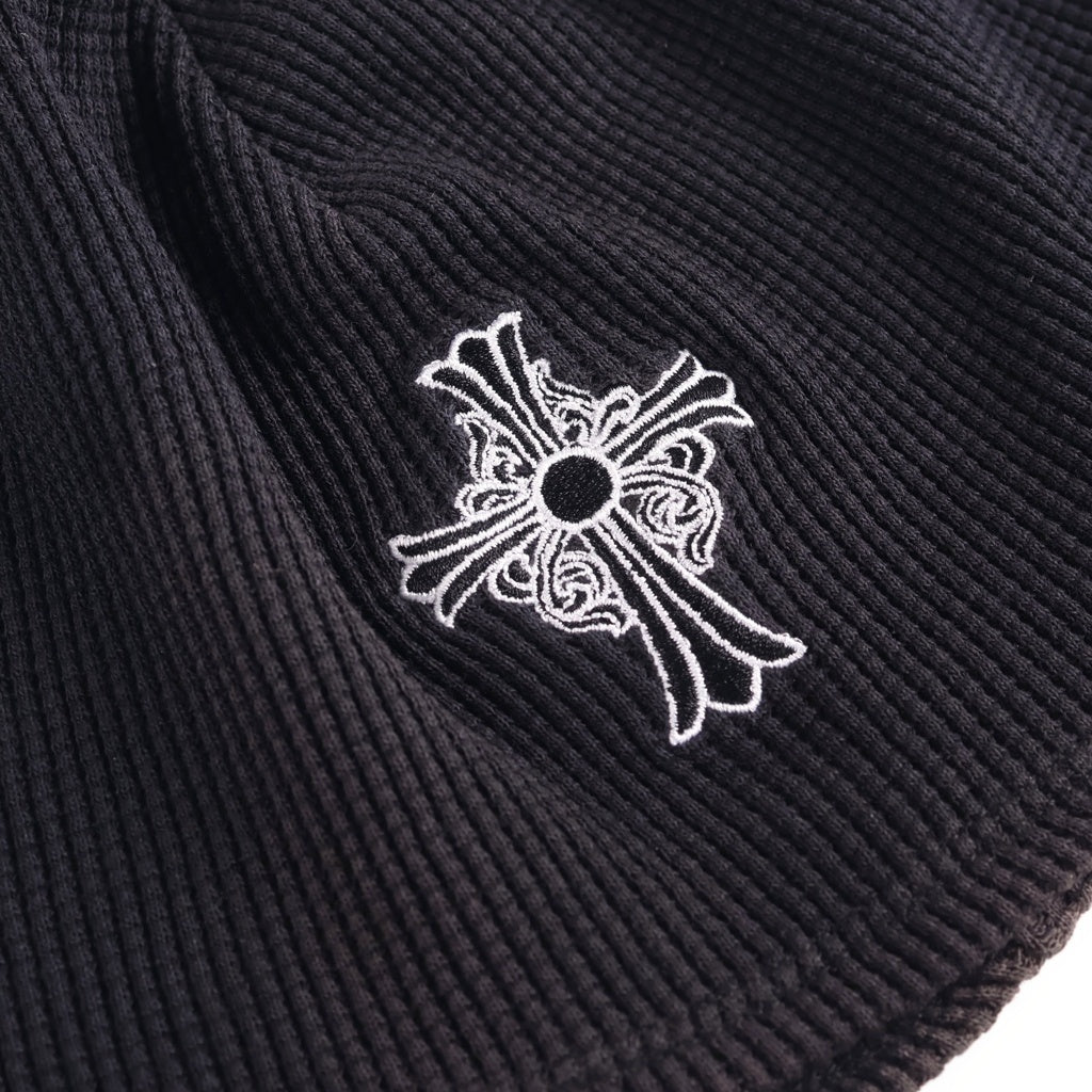 CHROME HEARTS(クロムハーツ) OLD THERMAL BEANIE オールド CHクロス刺繍 サーマル ビーニー ニット帽 ブラック