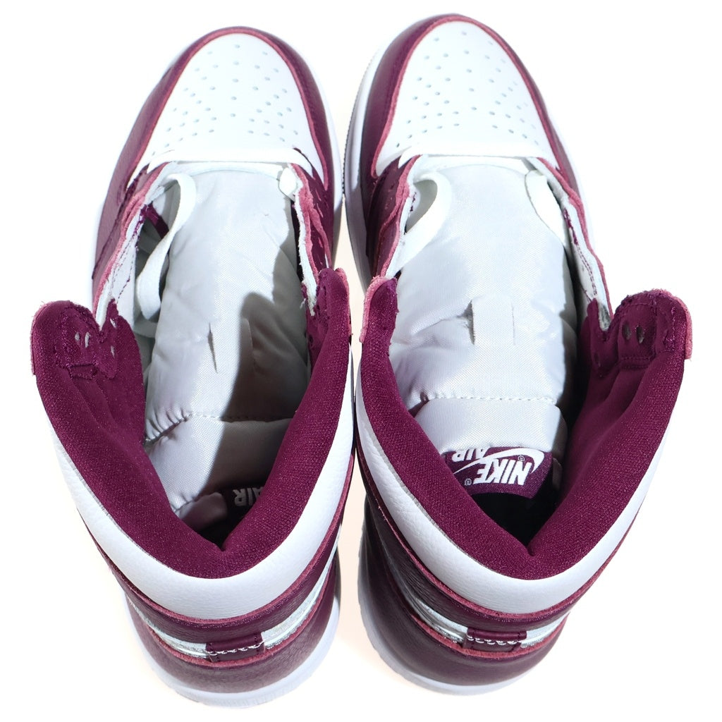 NIKE(ナイキ) AIR JORDAN 1 HIGH OG BORDEAUX エアジョーダン1 ハイカットスニーカー ボルドー US9/27.0cm ワインレッド/ホワイト 555088-611
