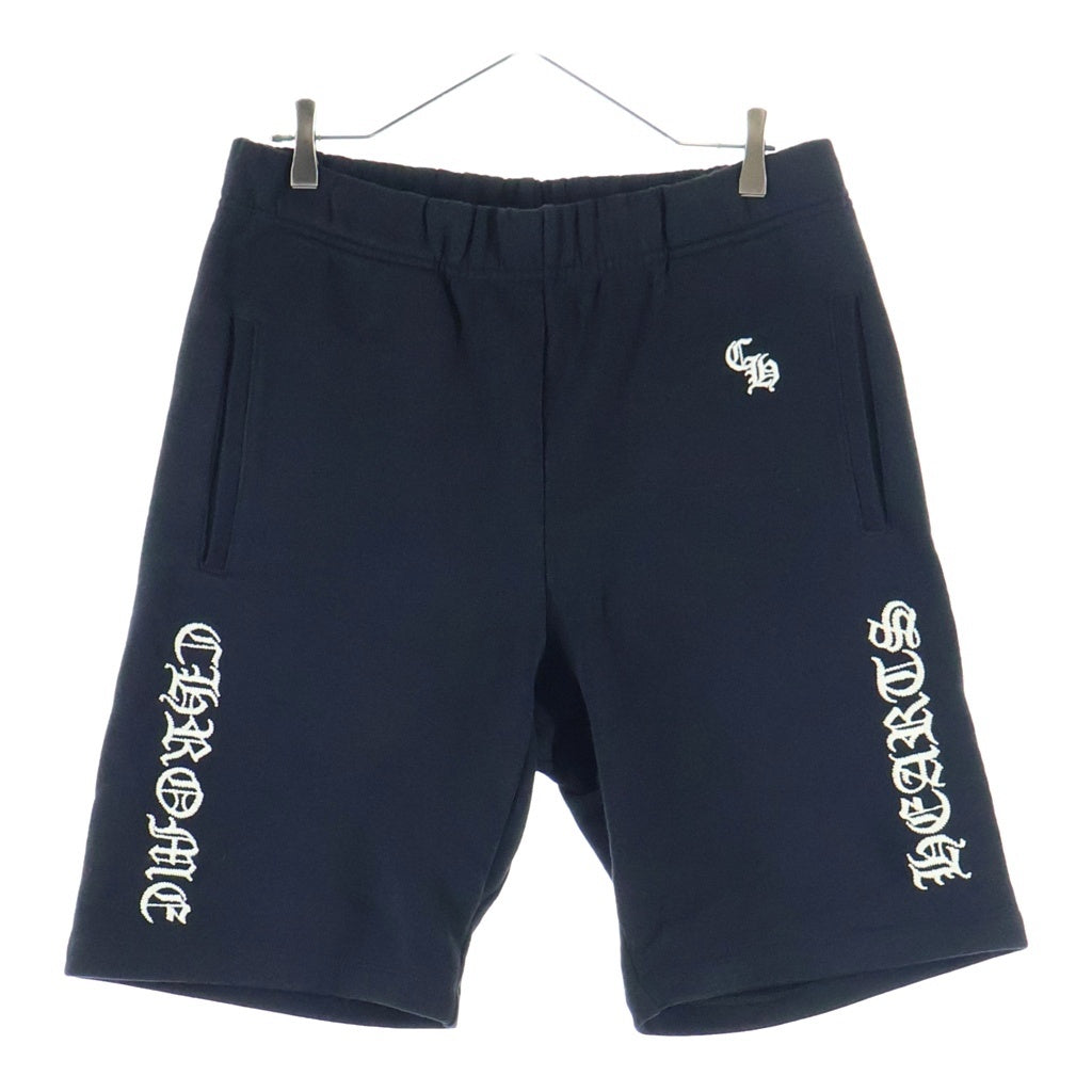 CHROME HEARTS(クロムハーツ) Y NOT SLO RIDE Logo Sweat Half Pants ワイノット スローライド サイドロゴ刺繍 スウェットハーフパンツ ブラック