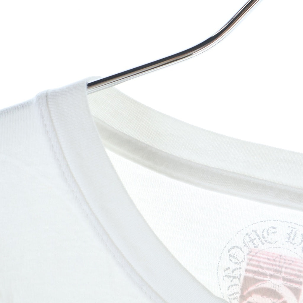 CHROME HEARTS(クロムハーツ) Neon Pink Stripe Logo L/S Tee ストライプロゴプリント長袖Tシャツ ホワイト/ピンク